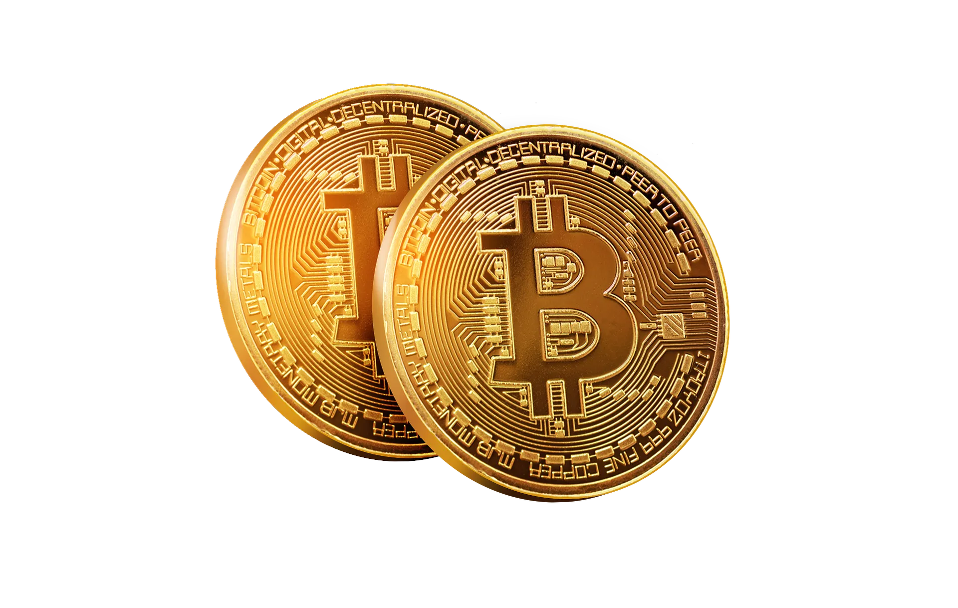 Dy monedha fizike Bitcoin