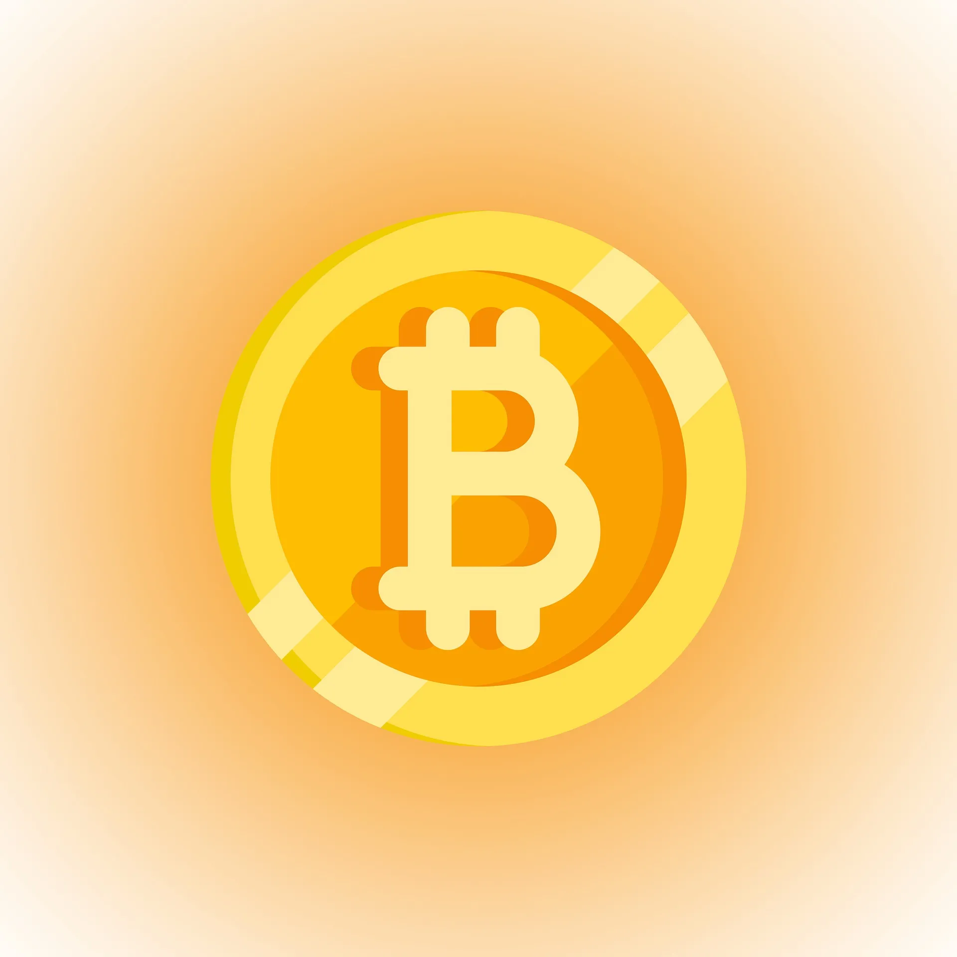 Ikona e Bitcoin me shkëlqim portokalli