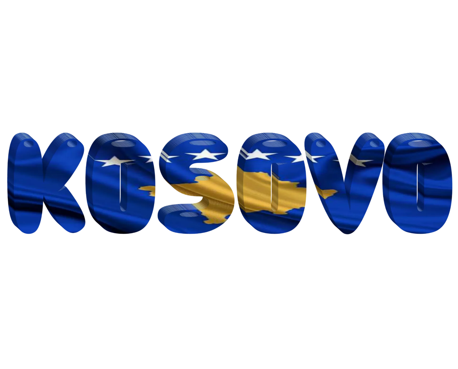Fjala KOSOVO me ngjyrat e flamurit